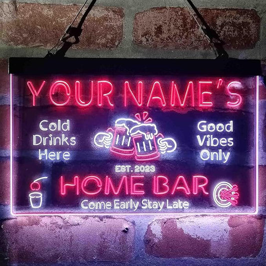 ADVPRO Personalized Your Name Custom Home Bar Beer Established Year Dual Color LED Neon Sign White & Red 16 x 12 Inches st6s43-p1-tm-wr