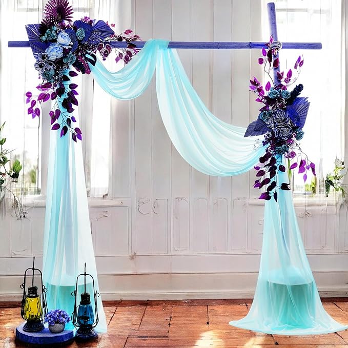 MDS Halloween Chiffon Draping Fabric - 2 Panel, 30" Wide x 30ft Long - Sheer Spooky Arbor & Canopy Drapery for Haunted House Backdrops, Party Ceilings, DIY Costumes & Themed Events - Teal