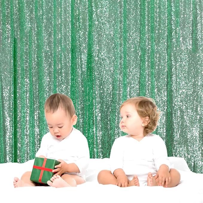 Eternal Beauty Mint Green Sequin Backdrop, 4x7 Ft Glitter Background Curtains for Shimmer Photography Party Wedding Birthday Back Drop Decor