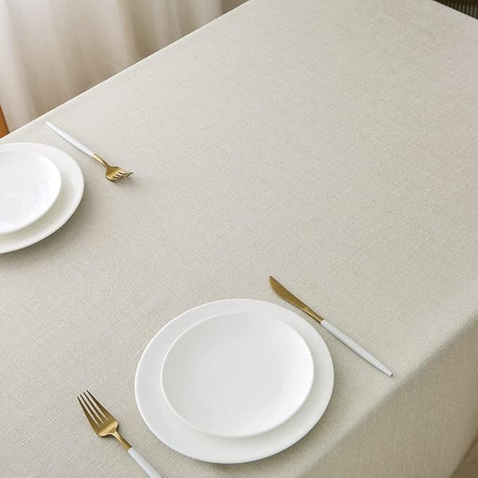 NLMUVW Iovry Linen Tablecloth for Rectangle, Rustic Textured Table Cloth Water Resistant Farmhouse Table Cover for Kitchen Dining Café, 54 x 70 Inch