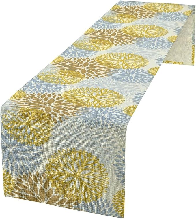 Flowers Table Runner,Spring Summer Floral Pattern Seasonal Farmhouse Kitchen Dining Table Home Party Decoration 13x120 Inch