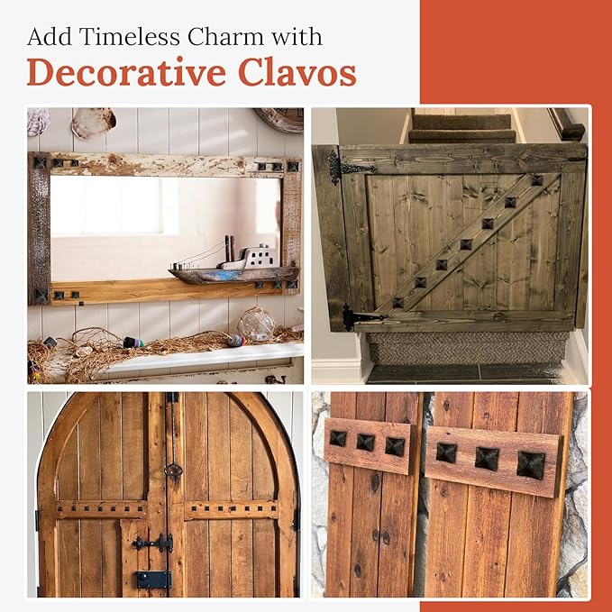 50 Pack 1.25" Square Head Iron Clavos Decorative Nails – Unfinished – Handmade Rustic Square Fasteners for Farmhouse Shutters, Faux Wood, Barn Doors, Shutters, and Gates – Ornamental Wood Accent
