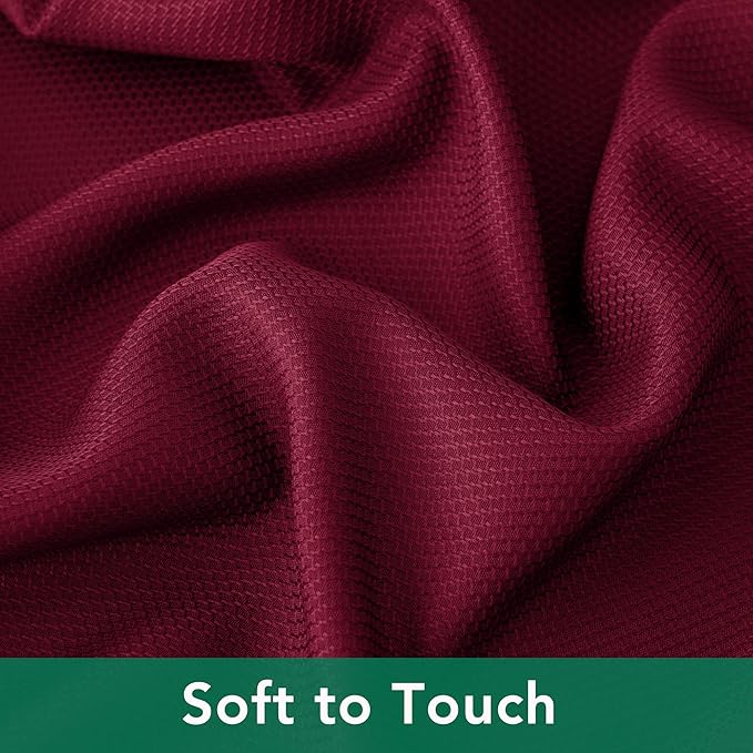 Biscaynebay Textured Fabric Christmas Round Tablecloths 70", Burgundy Water Resistant Folding Table Covers for Dining, Kitchen, Wedding, Parties Machine Washable