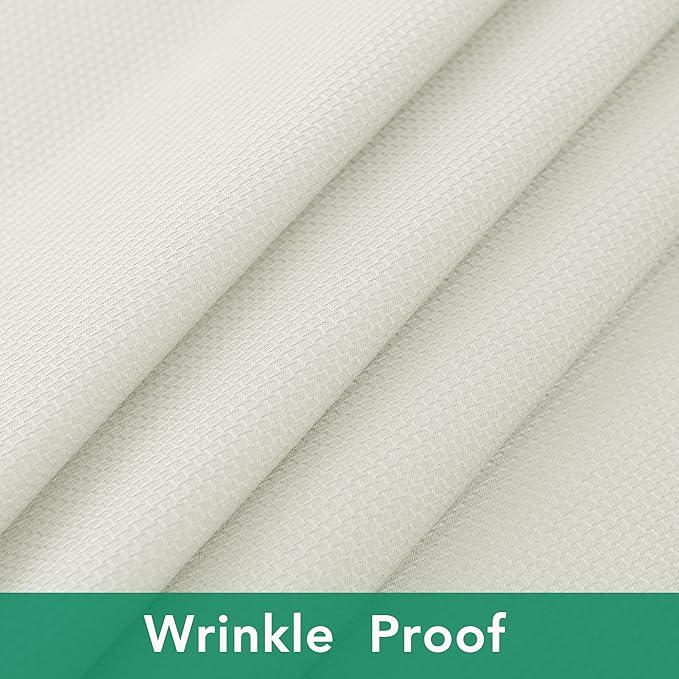 Biscaynebay Textured Fabric Round Tablecloths 90", Ivory Water Resistant Washable Table Cloths Circle Folding Table Covers Linen for Dining, Kitchen, Wedding, Parties etc