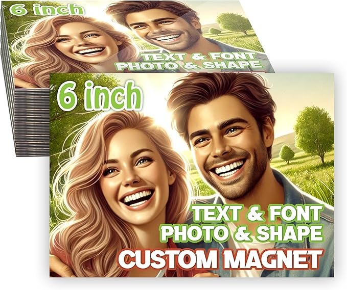 KETABAO – 6" Add Your Image Customize Rectangle Photo Magnets - Photo Fridge, Storage Cabinet and Car Decoration Magnets