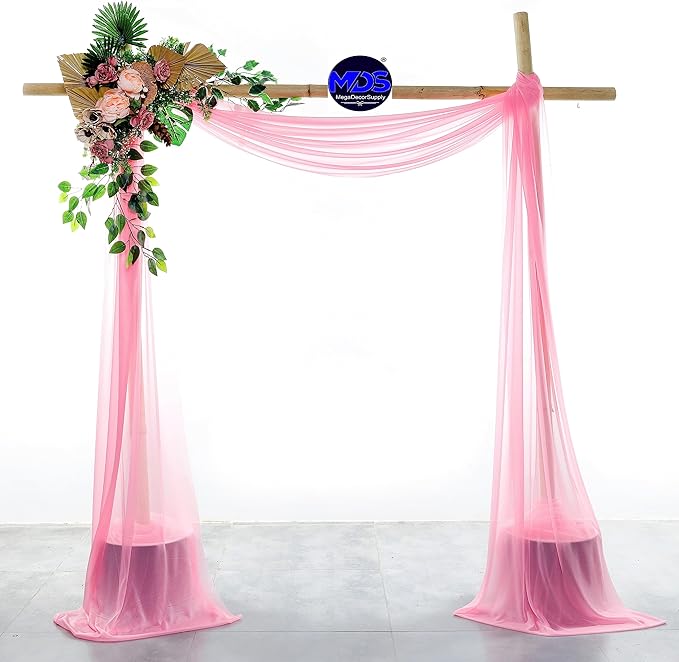 MDS Halloween Chiffon Draping Fabric - 1 Panel, 30" Wide x 75ft Long - Sheer Spooky Arbor & Canopy Drapery for Haunted House Backdrops, Party Ceilings, DIY Costumes & Themed Events - Coral