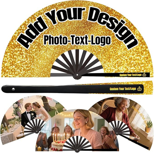 Custom Fans with Your Photo/Text - Personalized Folding Hand Fan for Line Dancing, Weddings, Parties | Decorative Gift for Women, Church Events & Dance Performances (80, 10 Inch)