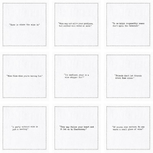 Five Star Napkins Wine Quotes, White Cotton Cocktail Napkins, Beverage Napkins, Bar Napkins, Cloth Napkins, Party Napkins, Events, Holidays, Weddings, Birthdays, Disposable, 4.5" x 4.5"- (50x)