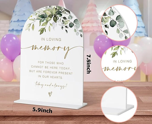 Loving Memory Sign, Wedding Memorial Sign, Greenery Gold Bridal Shower Decorations, In Wedding Signs for Ceremony and Reception, Engagement Party Desk Decorations, Wedding Table Acrylic Decor - 39