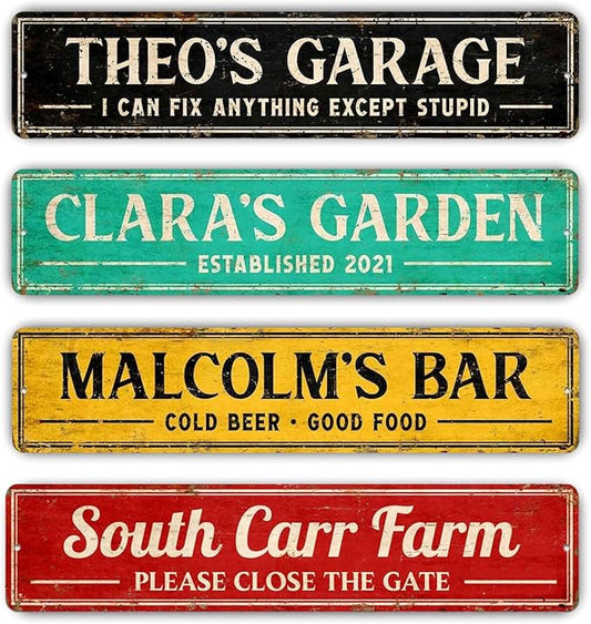 Custom Metal Signs for Home Decor - Personalized Outdoor Street Sign, Fade Resistant Aluminum, UV Protected & Weatherproof - 4x18 Inches
