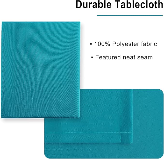 Hiasan Square Tablecloth - Waterproof and Spillproof Washable Fabric Table Cloth for Dining Room Kitchen, Turquoise, 60 x 60 Inch