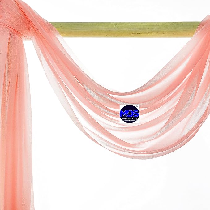 MDS Halloween Chiffon Draping Fabric - 1 Panel, 30" Wide x 20ft Long - Sheer Spooky Arbor & Canopy Drapery for Haunted House Backdrops, Party Ceilings, DIY Costumes & Themed Events - Peach