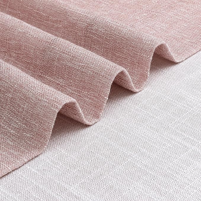 Vision Home Pink Pinch Pleated Semi Sheer Curtains for Girls Bedroom Living Room Textured Light Filtering Window Curtains 90 inch Rayon Blended Pinch Pleat Pink Drapes with Hooks 2 Panels 40" Wx90 L