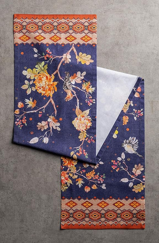 Maison d' Hermine Table Runner 100% Cotton Single Layer Table Runners 90 inches Long for Thanksgiving Christmas Decorations Home Kitchen Dining Party Wedding (Kelim - Infinity, 14.5" x 90")