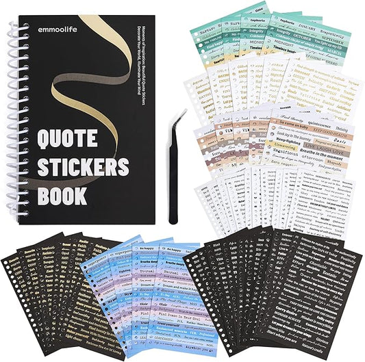 2500+ Pcs Word Stickers for Journaling, 50 Sheets Quote Sticker Gold Foil Art Scrapbook Supplies for Junk Journal, Scrapbooking Supplies for Bullet Journal Craft Small Talk Stickers for DIY Gift Card