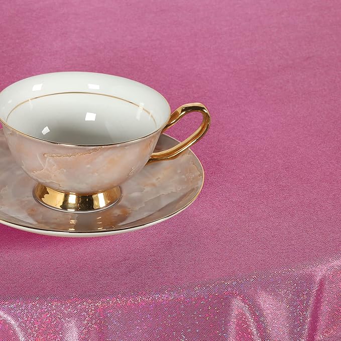 Fitable Fuchsia Sequin Tablecloth for Parties 60 Inch Round- Sparkle Glitter Laser Round Overlay for Baby Shower Ceremony Birthday Holiday Banquet?Best for 24-48 inch Diameter Round Table