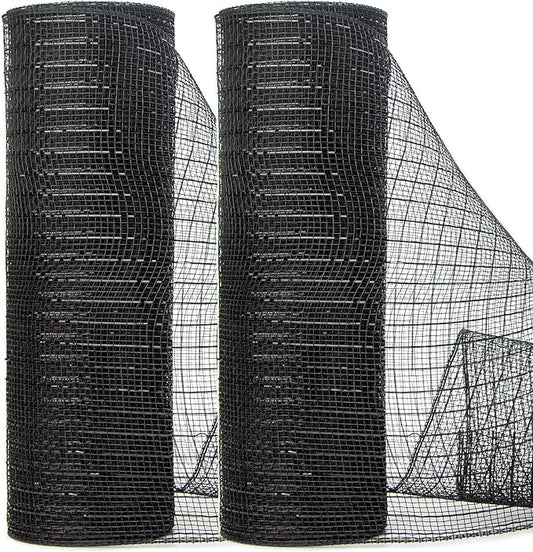 Ribbli 2 Rolls Black Mesh Ribbon,10 inch x 30 feet(10Yard) Each Roll,Metallic Black with Foil,Halloween Ribbon for Wreath Swags and Decorating