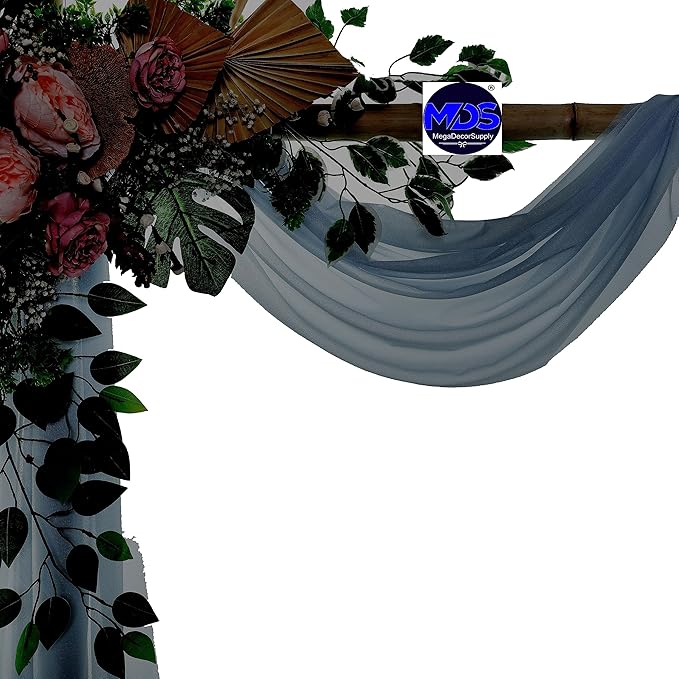 MDS Halloween Chiffon Draping Fabric - 2 Panel, 30" Wide x 30ft Long - Sheer Spooky Arbor & Canopy Drapery for Haunted House Backdrops, Party Ceilings, DIY Costumes & Themed Events - Dusty Blue