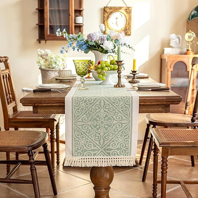 Table Runners 72 Inches Long Waterproof Boho Table Runner with Tassel Fringe,Table Runner for Party Coffee Table