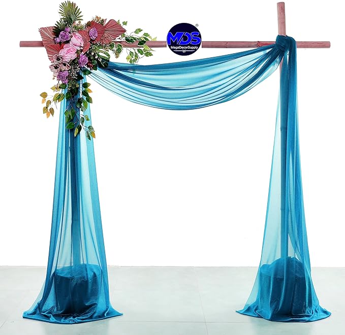 MDS Halloween Chiffon Draping Fabric - 1 Panel, 30" Wide x 40ft Long - Sheer Spooky Arbor & Canopy Drapery for Haunted House Backdrops, Party Ceilings, DIY Costumes & Themed Events - Dark Teal