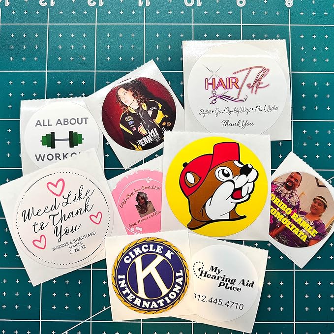 150 Custom Circle/Square BOPP Roll Labels- Personalized Stickers for Business Logo, Party, Wedding Favor, Baby Shower-Any Design Text + Image, Matte/Gloss Finish (2.5 Inch Square)