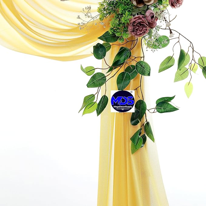 MDS Halloween Chiffon Draping Fabric - 2 Panel, 30" Wide x 50ft Long - Sheer Spooky Arbor & Canopy Drapery for Haunted House Backdrops, Party Ceilings, DIY Costumes & Themed Events - Gold