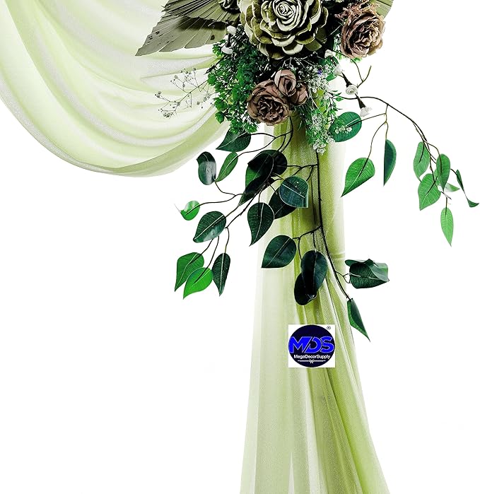 MDS Halloween Chiffon Draping Fabric - 1 Panel, 30" Wide x 75ft Long - Sheer Spooky Arbor & Canopy Drapery for Haunted House Backdrops, Party Ceilings, DIY Costumes & Themed Events - Sage Green
