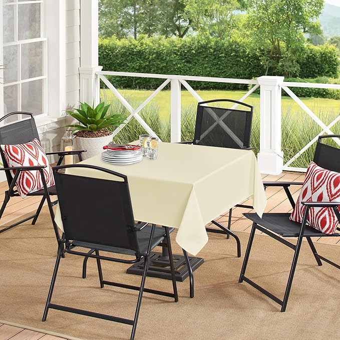 sancua Small Square Tablecloths 36x36 Inch - Beige Table Cloth for Square or Round Tables, Washable Polyester Fabric Table Cover for Nightstand End Bedside Tables