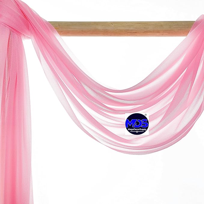 MDS Halloween Chiffon Draping Fabric - 1 Panel, 30" Wide x 100ft Long - Sheer Spooky Arbor & Canopy Drapery for Haunted House Backdrops, Party Ceilings, DIY Costumes & Themed Events - Coral