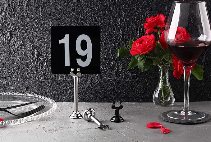New Star Foodservice 27747 Triton/Ring-Clip Number Holder/Number Stand/Place Card Holder, Set of 12, 1.5-Inch, Black