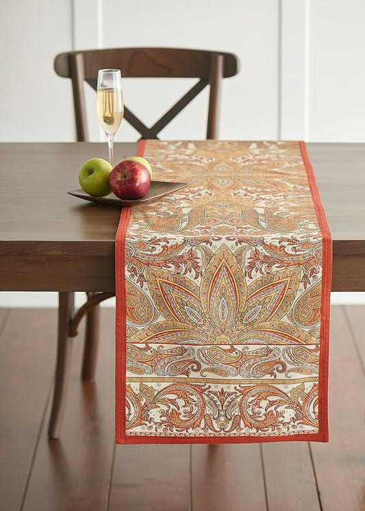 Maison d' Hermine Table Runner 100% Cotton Single Layer Table Runners 60 inches Long for Thanksgiving Christmas Decorations Home Kitchen Dining Party Wedding (Kashmir Paisley, 14.5" x 60")