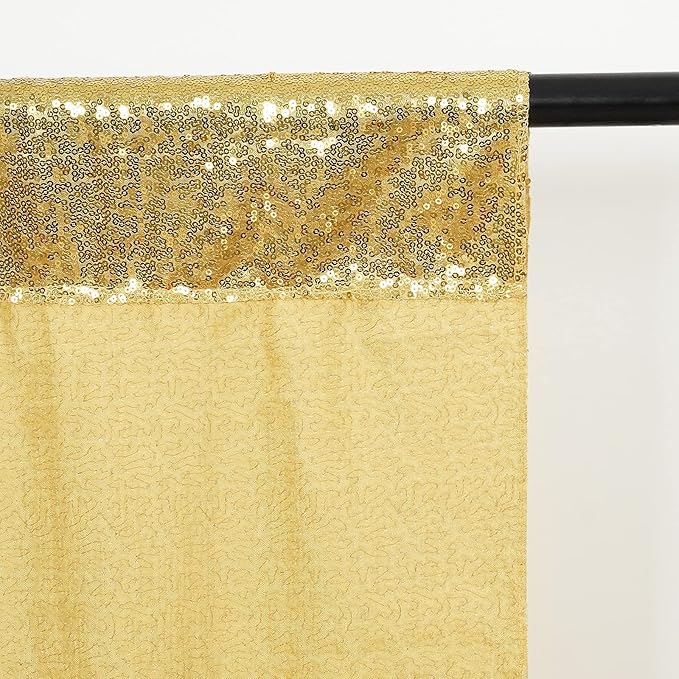 Poise3EHome 7Ft x 7Ft Gold Sequin Backdrop, Glitter Thick Satin Sequin Background Drapes Sequence Xmas Thanksgiving Backdrop for Wedding Party Holiday Festival Decor