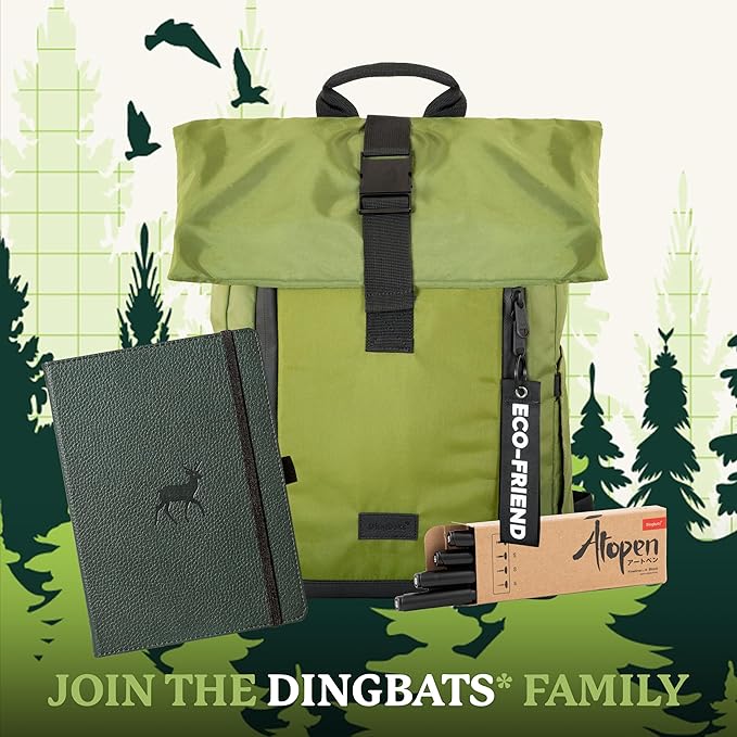 Dingbats* Wildlife Dotted Journal Notebook A5 - Vegan Leather Hard Cover, Ideal for Work, Travel - Pocket, Elastic Closure, Bookmark