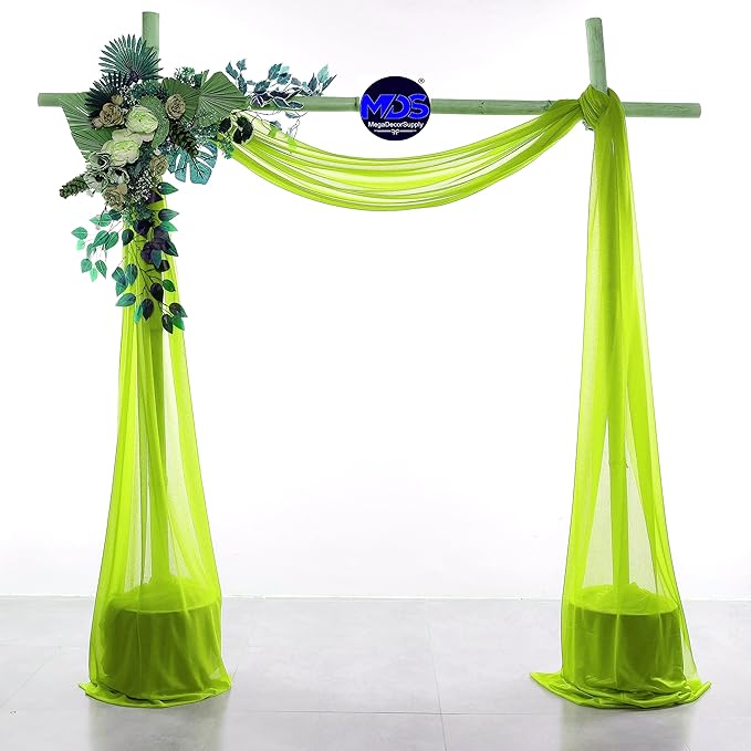 MDS Halloween Chiffon Draping Fabric - 1 Panel, 30" Wide x 30ft Long - Sheer Spooky Arbor & Canopy Drapery for Haunted House Backdrops, Party Ceilings, DIY Costumes & Themed Events - Parrot Green