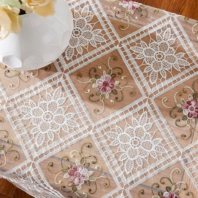 Warm Home Designs 60 Inch Round Tablecloth. Use Small White Tablecloth as Crochet Tablecloth, Coffee Table Cloth, Dresser Cover Top, Table Topper. Rustic Tablecloth for Vintage Kitchen. VTC White 60"