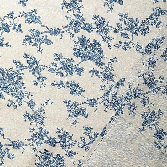 Pastoral Rectangle Tablecloth - 60 x 84 Inch - Beige Linen Table Cloth - Washable Table Cover with Dust-Proof Wrinkle Resistant for Restaurant, Picnic, Indoor and Outdoor Dining, Floral (Dark Blue)