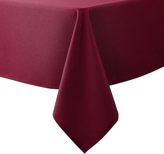 Biscaynebay Textured Fabric Christmas Rectangle Table Cloth 52x70 Inches, Burgundy Water Resistant Tablecloths for Dining, Kitchen, Wedding, Parties etc. Machine Washable