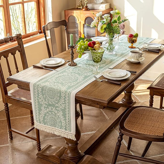 Table Runners 119 Inches,Waterproof Boho Table Runner with Tassel Fringe,Table Runner for Party Coffee Table