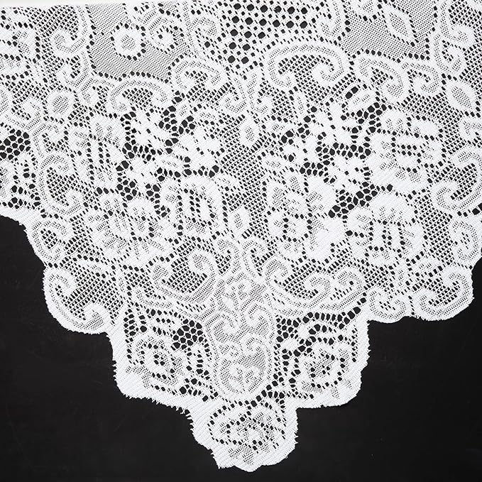 Juvale Rectangular Lace Tablecloth - White Lace, 54 x 72 in Vintage Floral Scalloped Polyester - Wedding & Tea Party Table Cloth & Baby Shower Tablecloth (Pack of 2)