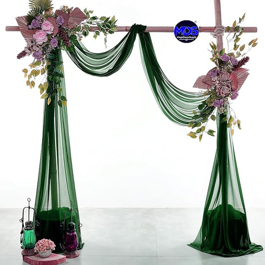 MDS Halloween Chiffon Draping Fabric - 2 Panel, 30" Wide x 75ft Long - Sheer Spooky Arbor & Canopy Drapery for Haunted House Backdrops, Party Ceilings, DIY Costumes & Themed Events - Hunter Green