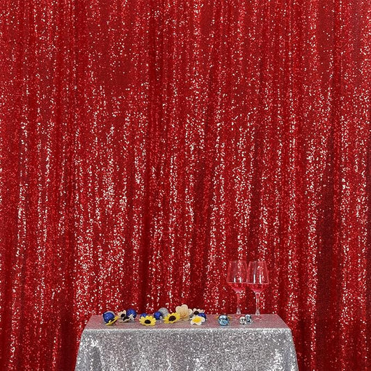 Poise3EHome Red Sequin Backdrop, 10Ft x 10Ft Glitter Photography Background Curtains for Party Wedding Birthday Christmas Valentines Day Decoration