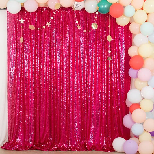 ShinyBeauty 20FTx10FT Hot Pink Sequin Backdrop - Heavy Duty Fuchsia Fabric Curtain for Photography, Weddings, Birthday Parties & Baby Showers