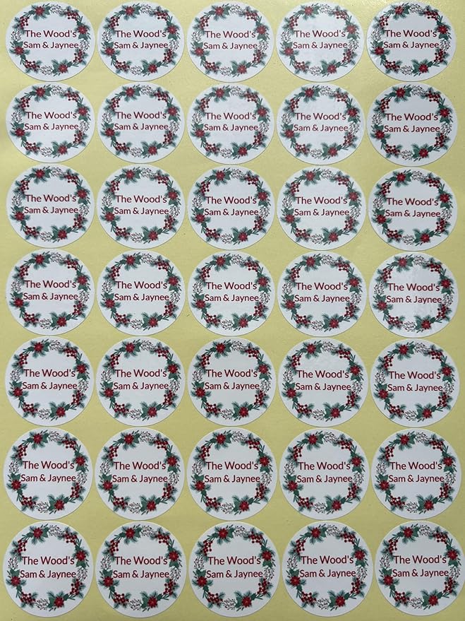 Custom Stickers for Weddings, Birthdays & Businesses - Personalized Labels with Your Logo - Waterproof, Fade and Heat Resistant - Pack of 100-1000 (Wreath M, 3.5 Inch)