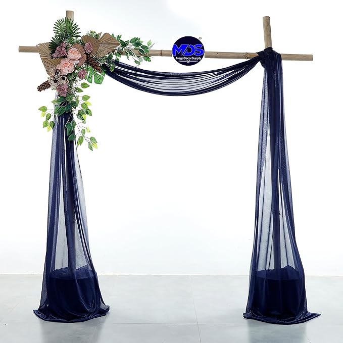 MDS Halloween Chiffon Draping Fabric - 2 Panel, 30" Wide x 75ft Long - Sheer Spooky Arbor & Canopy Drapery for Haunted House Backdrops, Party Ceilings, DIY Costumes & Themed Events - Navy Blue