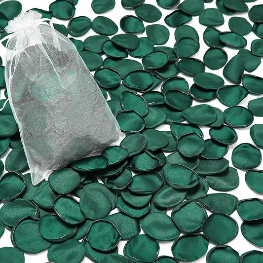 Serwalin 300Pcs Silk Rose Petals for Christmas Weddings Proposal Dark Green Flower Petals for Girl's Basket, Aisle, Table Decor