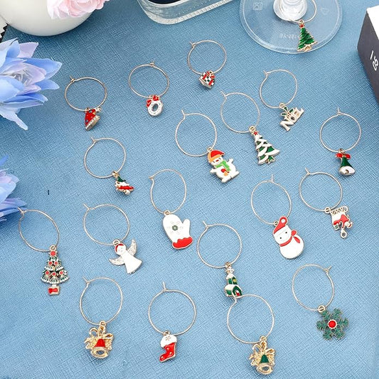 Wine Glass Charms Wine Charms for Stem Glasses Glass Markers Identifiers Tags for Christmas Tasting Party Favors Decorations