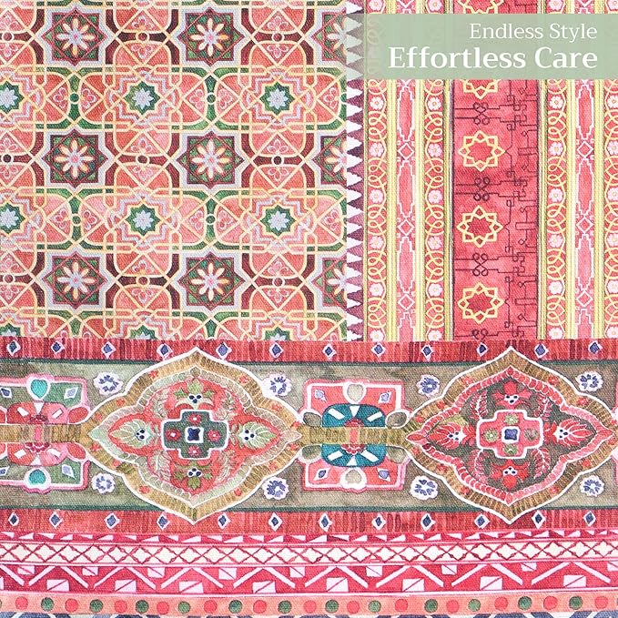Maison d' Hermine Table Runner 100% Cotton Single Layer Table Runners 108 inches Long for Thanksgiving Christmas Decorations Home Kitchen Dining Party Wedding (Ispahan, 14.5" x 108")