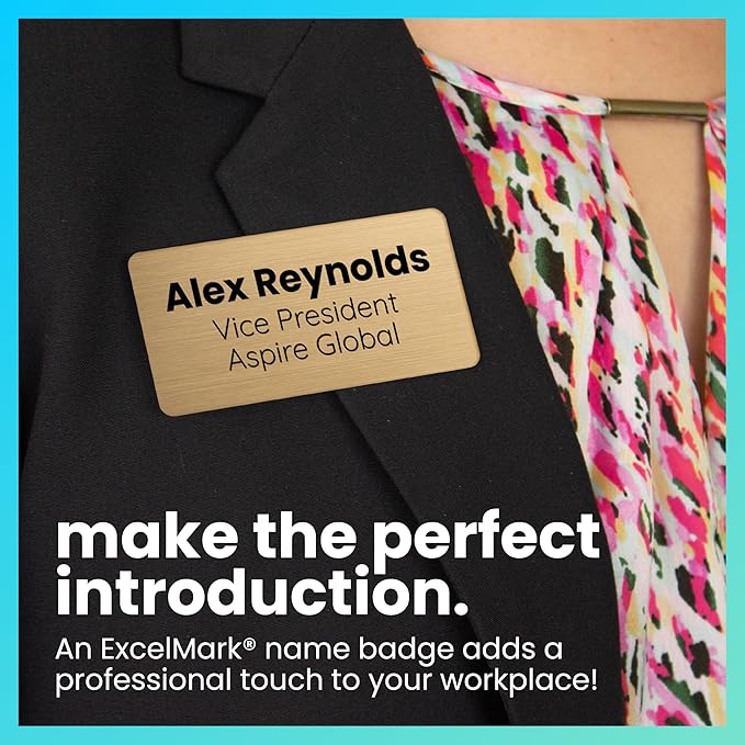 ExcelMark Custom Name Tag - Engraved Name Badge with Pin or Magnetic Backing, 16 Colors, 6 Fonts, and 2 Sizes to Choose from (White w/Pine Green Letters, 1.5"x 3")