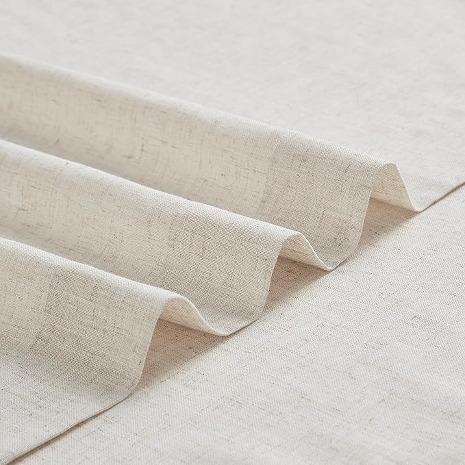 Vision Home Natural Pinch Pleated Semi Sheer Curtains Textured Linen Blended Light Filtering Window Curtains 90 inch for Living Room Bedroom Patio Pinch Pleat Drapes with Hooks 1 Panel 84" Wx90 L