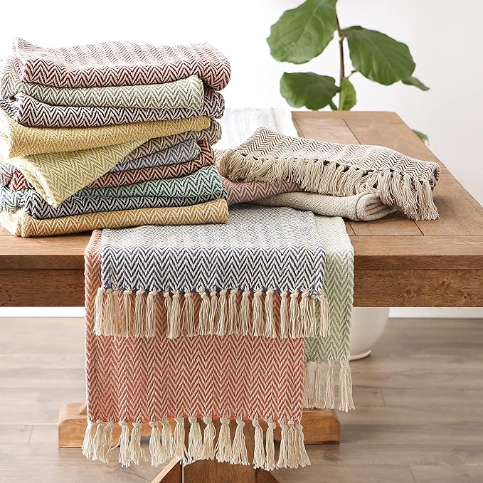 DII Woven Basic Tabletop Collection, Chevron Table Runner, 15x108, Dark Brown